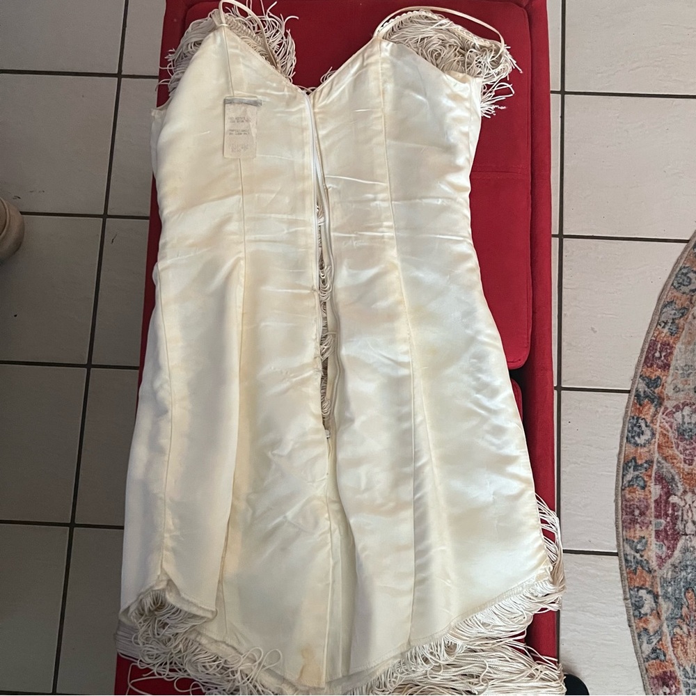Ivory Fringe Slip Dress - Picture 12 of 16